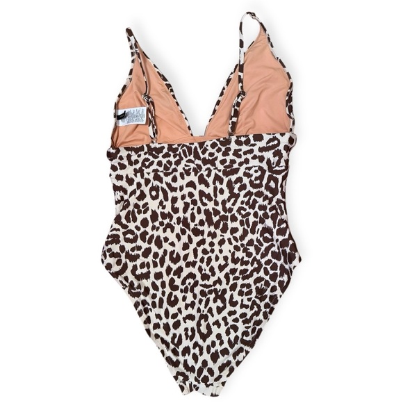 J.Crew Plunge V-neck One-piece Swimsuit in Leopard Size 12 Brown Print Strap - Picture 3 of 9
